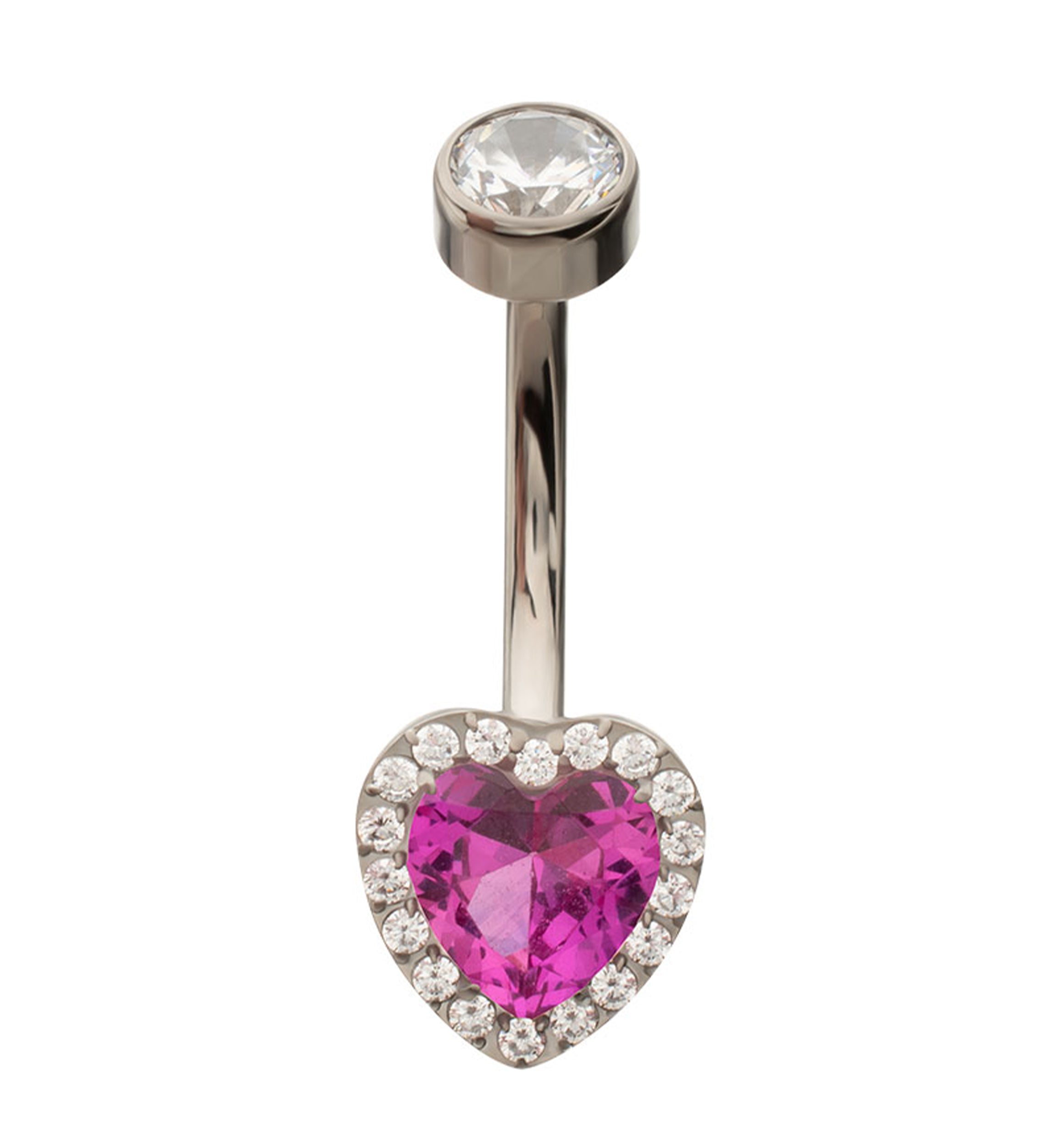 Valentine Heart Ruby CZ Titanium Internally Threaded Belly Button Ring