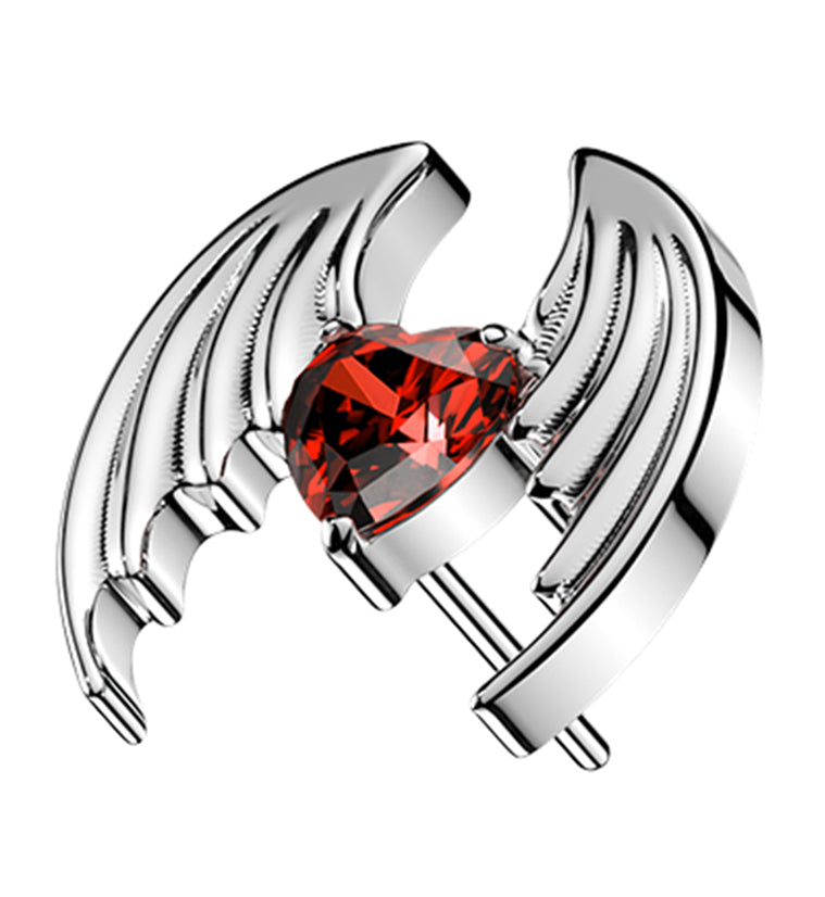 Vampire Heart Red CZ Titanium Threadless Top