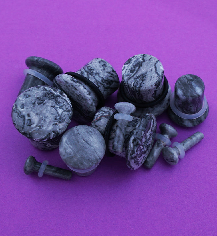 Wave Jasper Stone Plugs - Single Flare