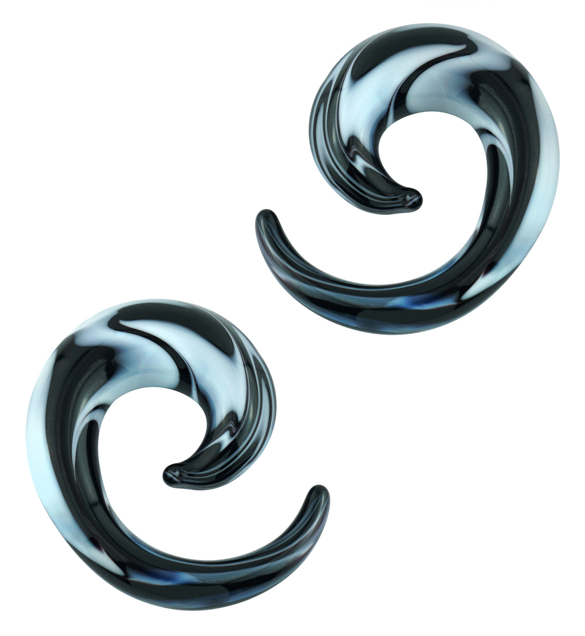 White & Black Swirl Glass Spirals
