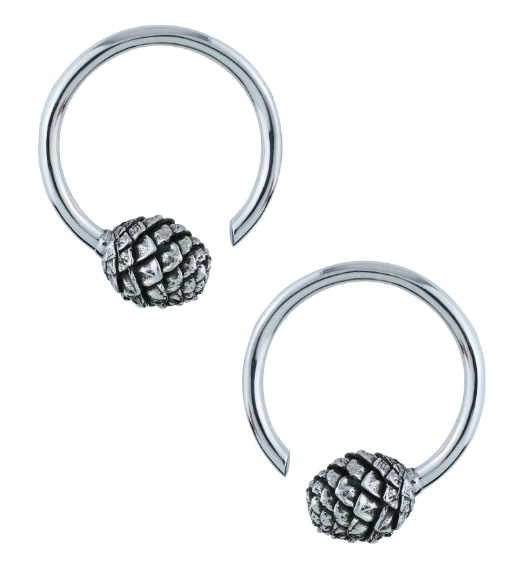 White Brass Pine Cone Ear Weights by Urban Body Jewelry