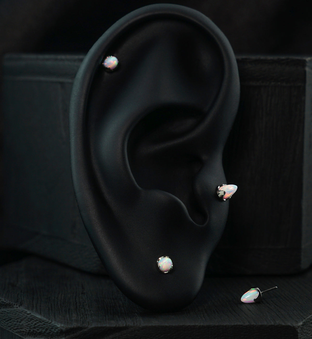 White Opalite Cone Titanium Threadless Top