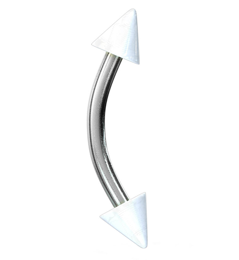 Double Spiked Color Steel Curved Barbell