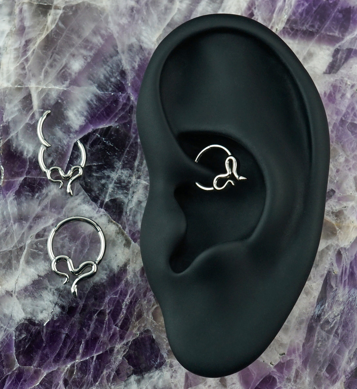 Winding Snake Titanium Hinged Segment Ring