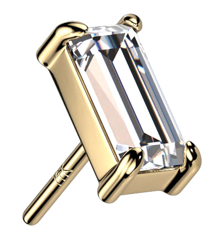 14kt Gold Rectangle CZ Threadless Top