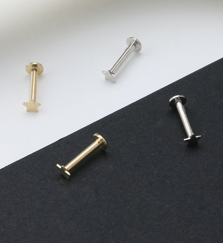 14kt White Gold Star Labret