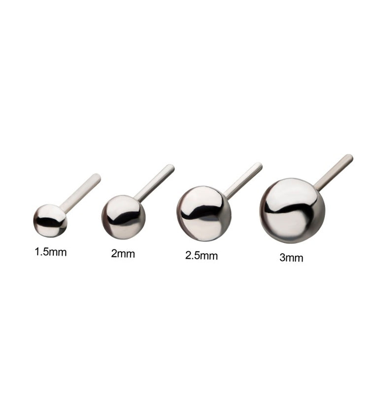 14kt White Gold Threadless Ball Top