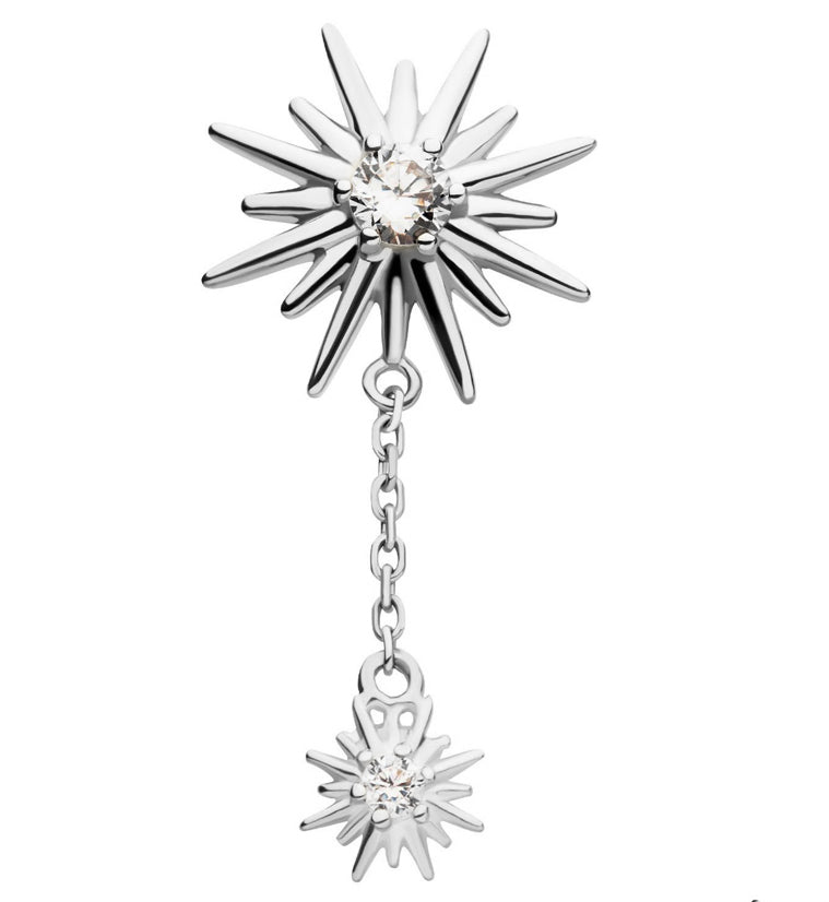 14kt White Gold Solar Rays Dangle CZ Threadless Top