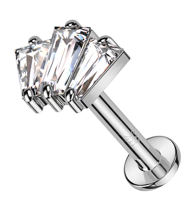 14kt White Gold Trinal CZ Threadless Labret by Urban Body Jewelry