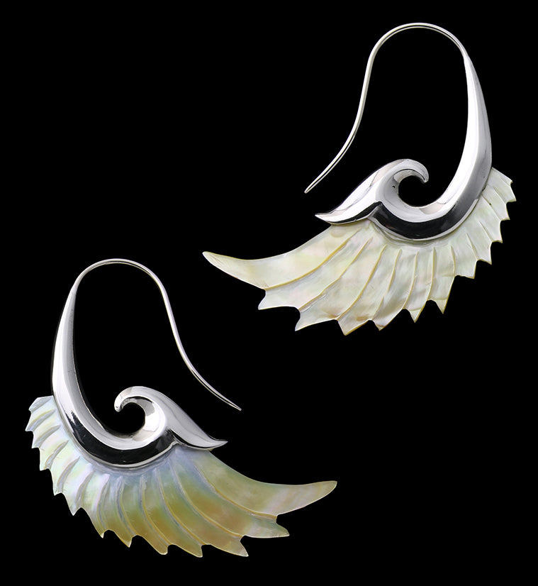 18G Aileron White Brass MOP Hangers / Earrings