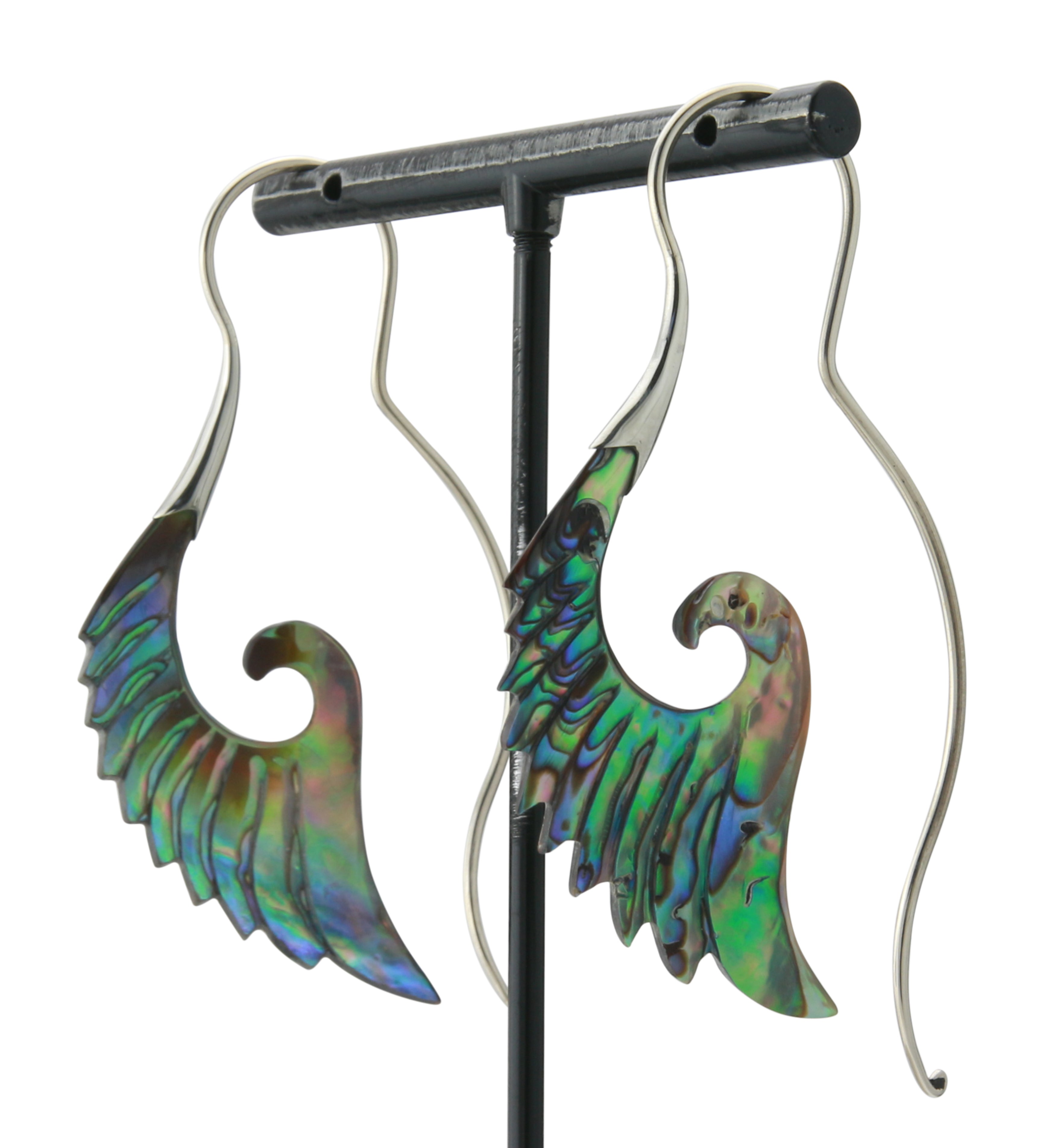 18G Cherub Wing White Brass Abalone Hangers / Earrings