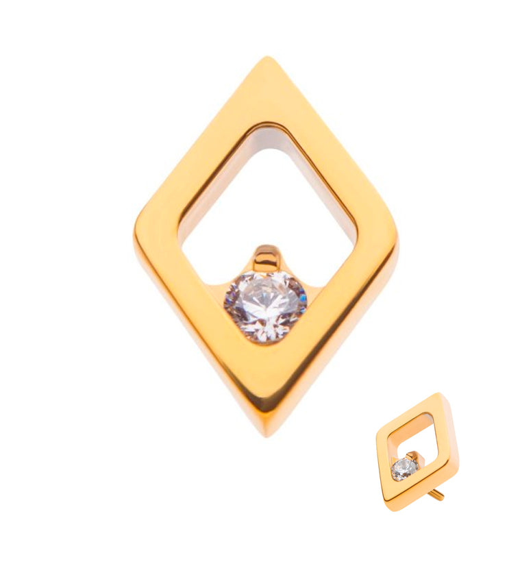 24kt Gold PVD Corundum CZ Threadless Titanium Top