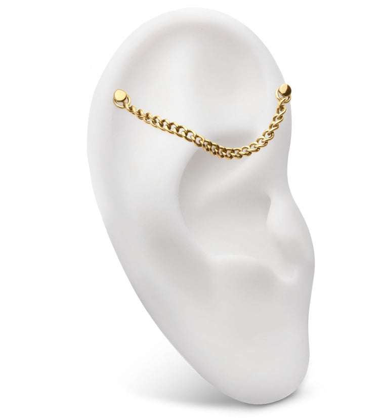 24kt Gold PVD Curb Titanium Connector Chain