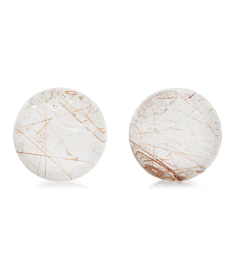 Rutilated Quartz Stone Plugs 3/4 Inch (19mm) Version 4
