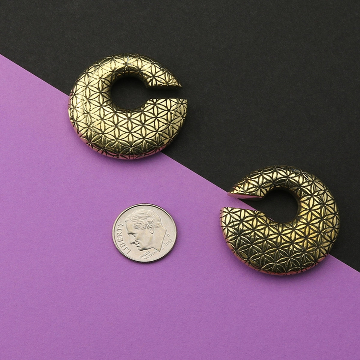 Annular Flower of Life Brass Ear Weights