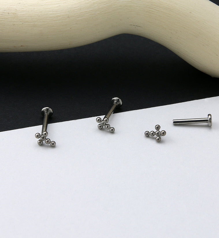 Beaded Cross Titanium Labret