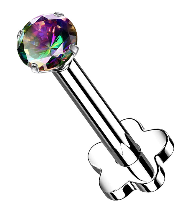 Black Aurora CZ Titanium Threadless Labret