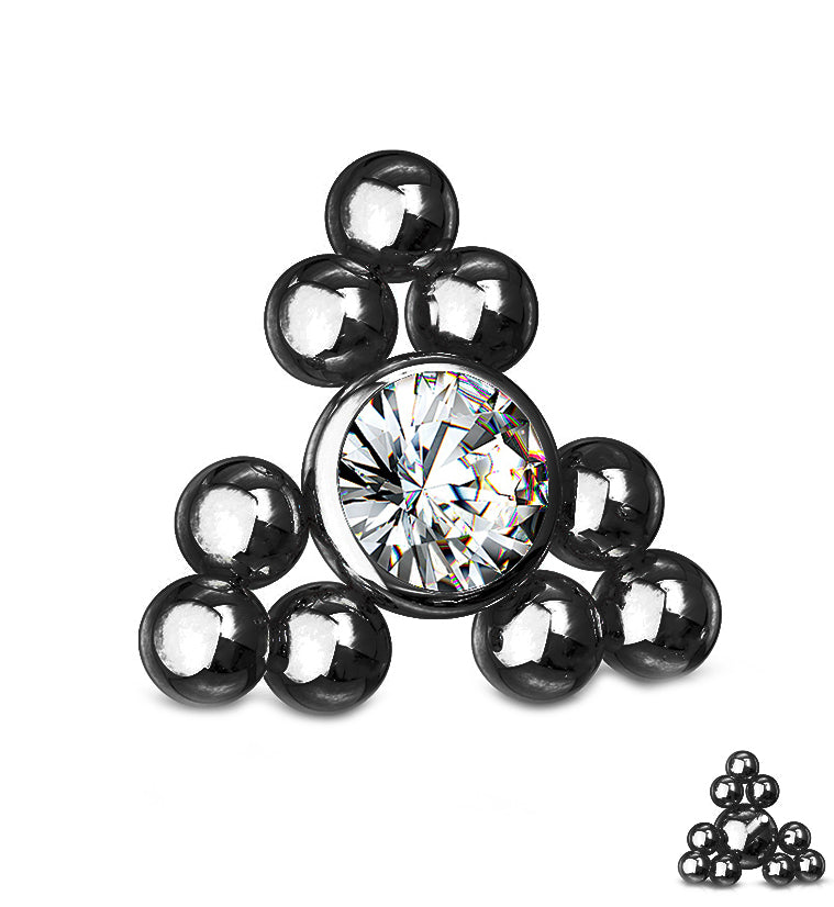 Black Beaded Triangle CZ Threaded End by Urban Body Jewelry