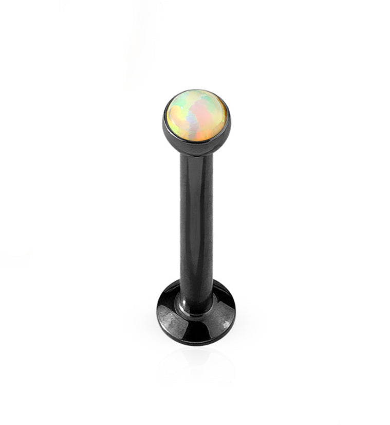 16G PVD Black Opalite Flat Back Internally Threaded Post