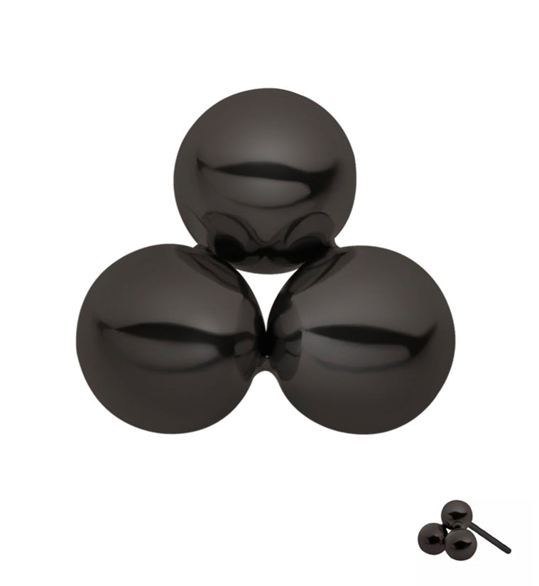 Black PVD Trinity Bead Threadless Titanium Top