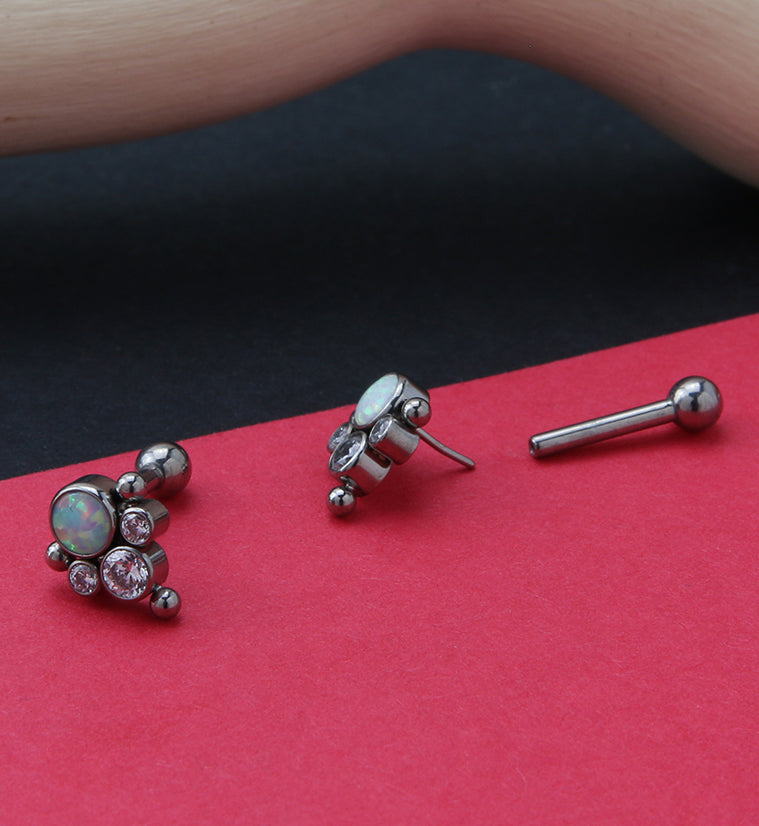 Bundle White Opalite Titanium Threadless Cartilage Barbell