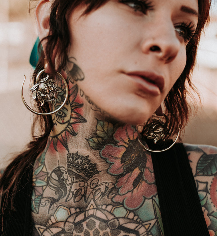 Resting Lotus White Brass Ear Weights