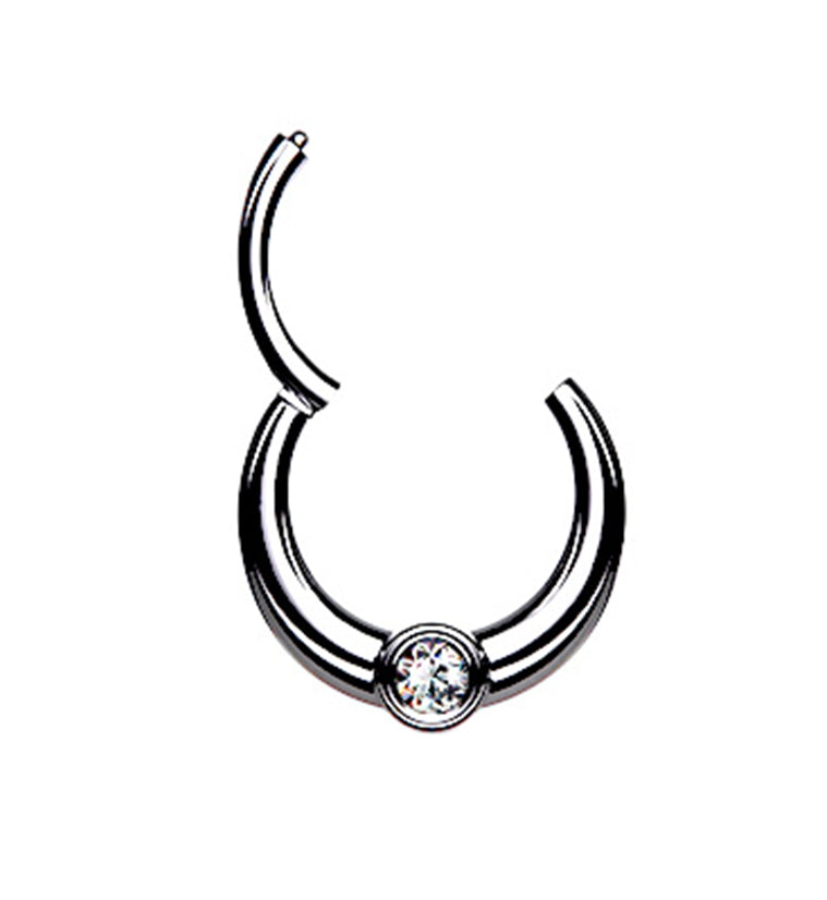 Central CZ Hinged Segment Hoop Ring