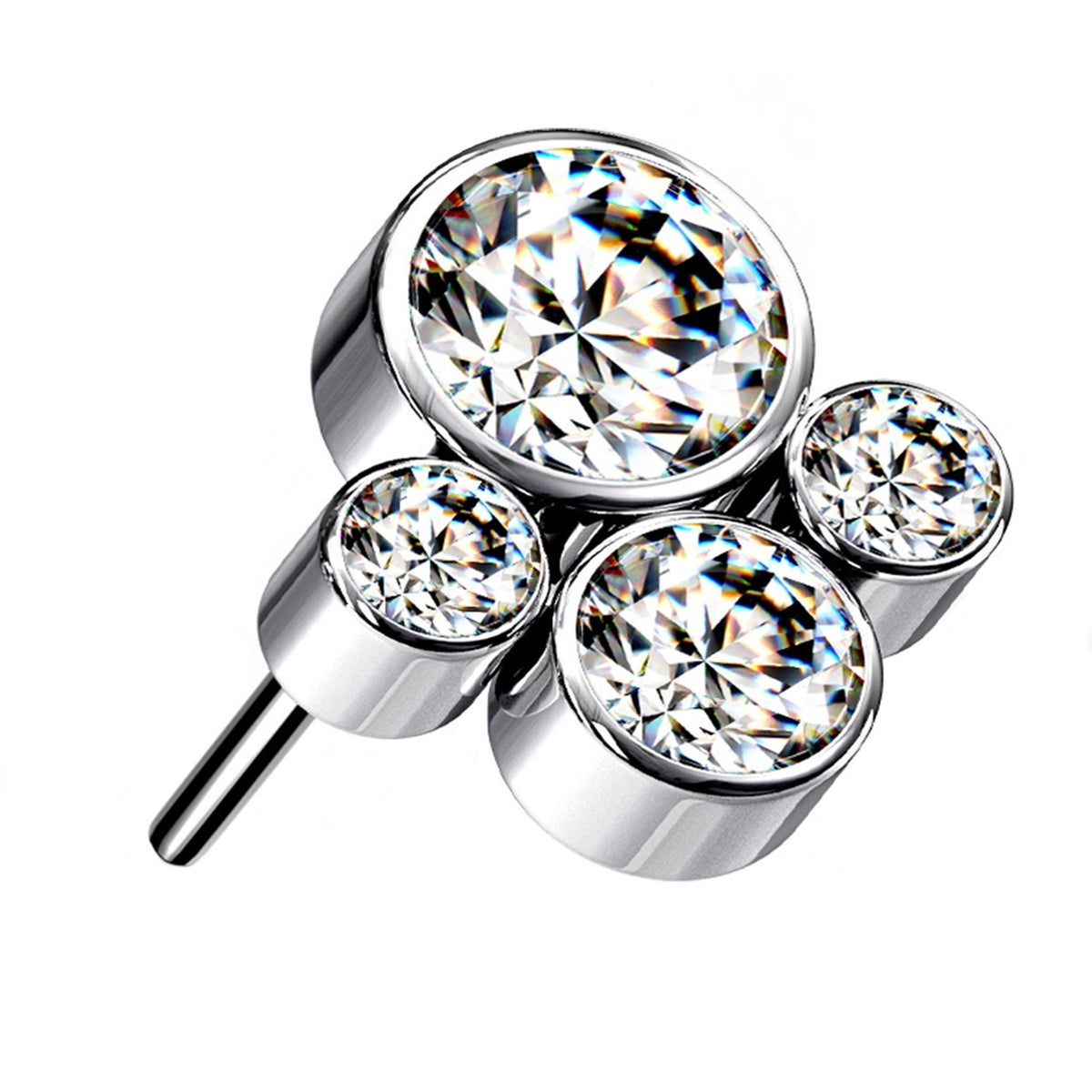 Quad Cluster Clear CZ Titanium Threadless Top