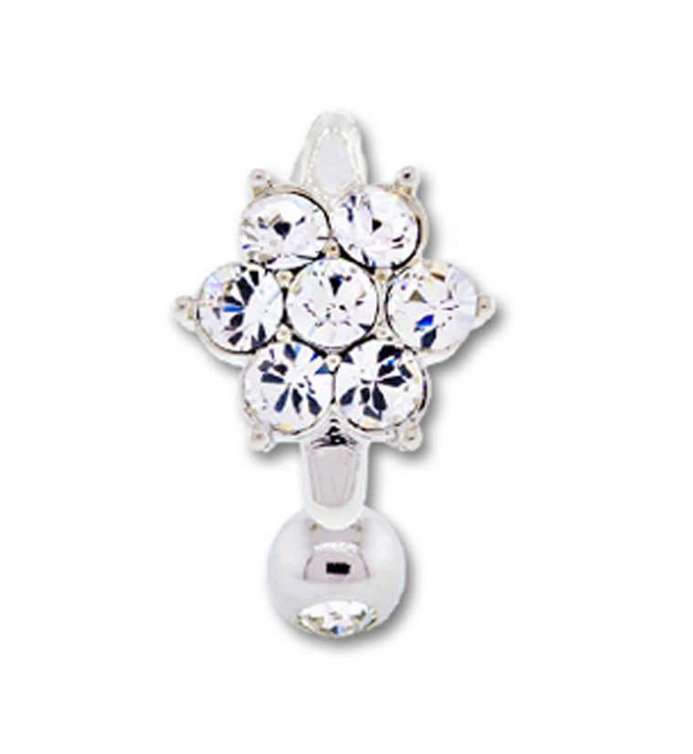 Clear CZ Flower Belly Button Ring