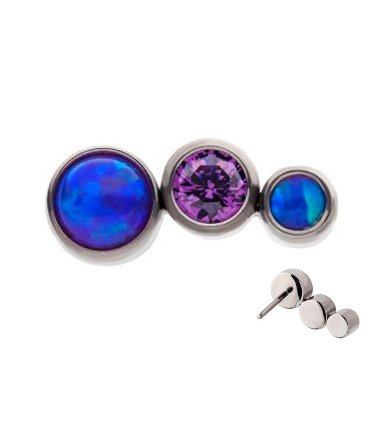 Crescendo Amethyst CZ and Purple Opalite Threadless Titanium Top