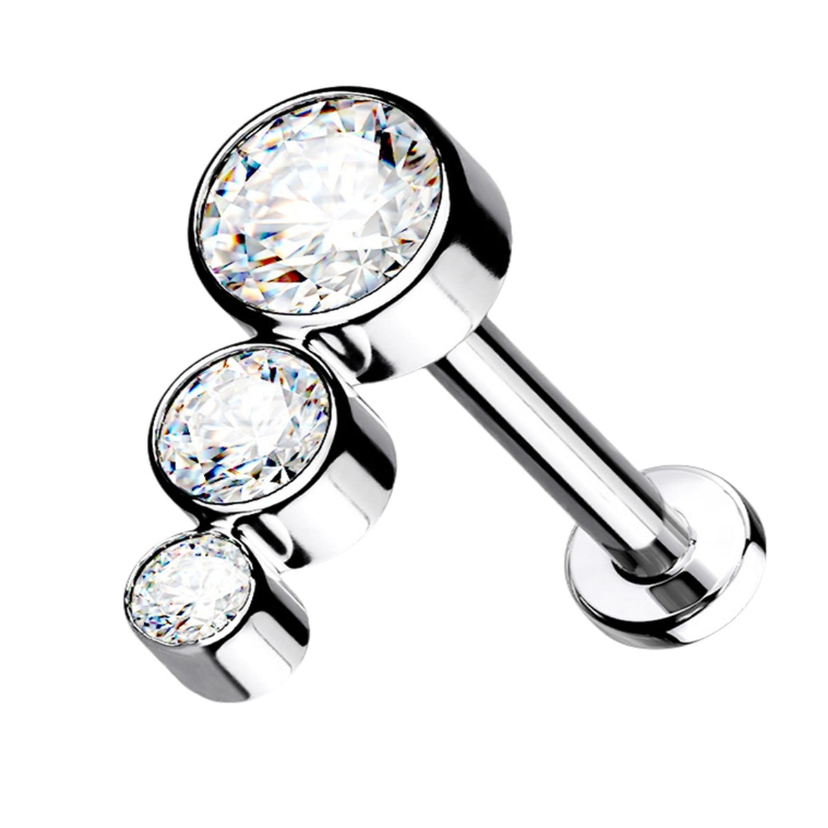 16G Decline Cluster Clear CZ Titanium Labret