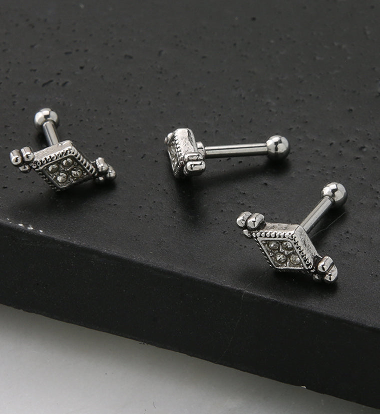 Diamond Beaded CZ Cartilage Barbell