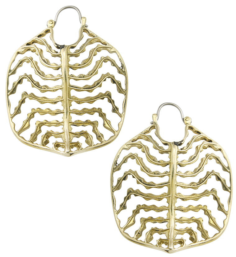 Emerald Ripple Peperomia Leaf Brass Hangers / Earrings
