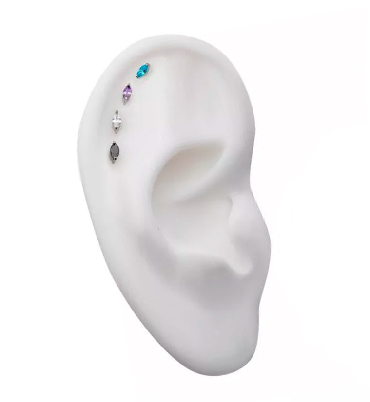 Empress Amethyst CZ Threadless Titanium Top