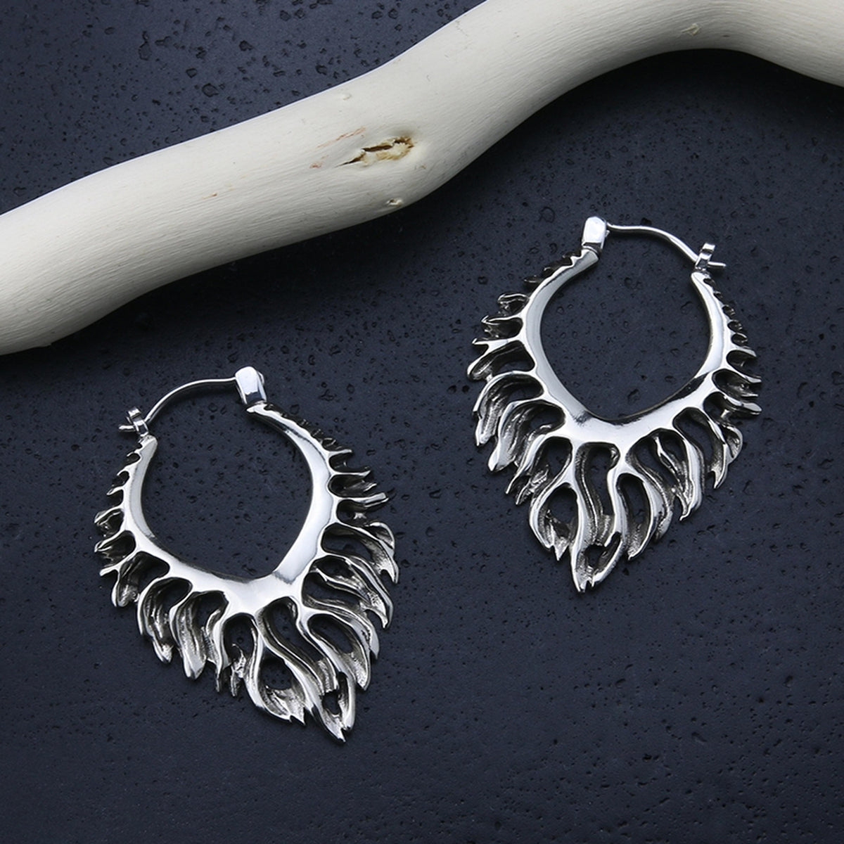18G Flame White Brass Hangers / Earrings