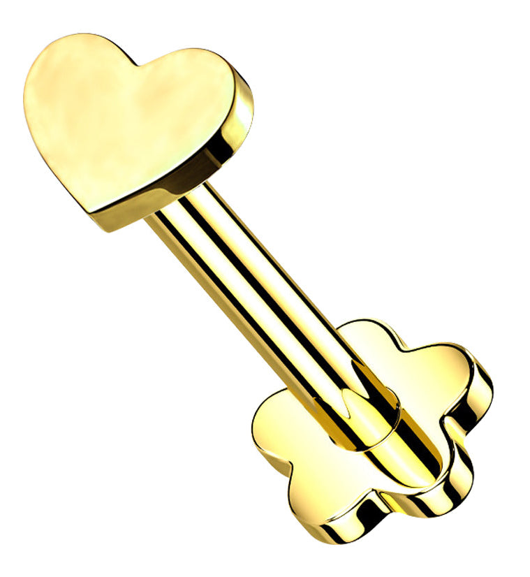 Gold PVD Heart Titanium Threadless Labret