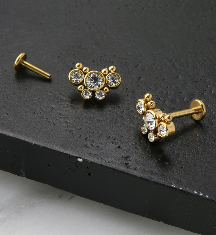 Gold PVD Passel Gem Labret Post
