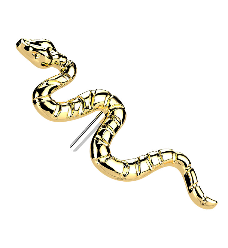 Gold PVD Snake Threadless Titanium Top by Urban Body Jewelry