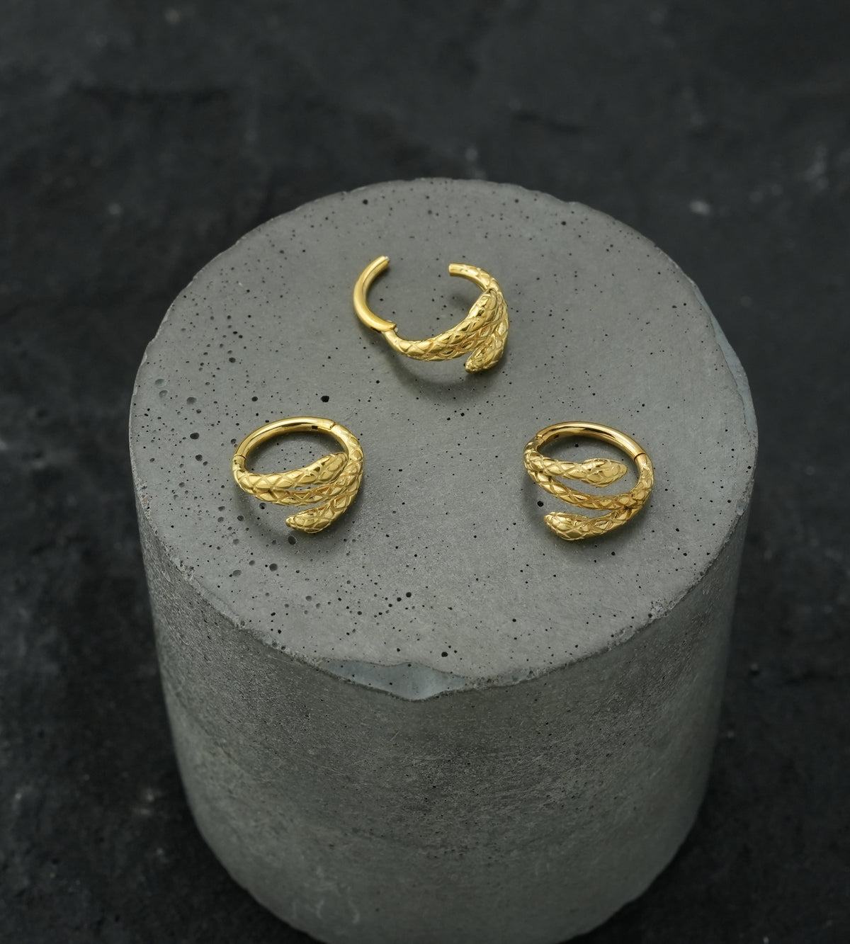 Gold PVD Snake Twist Stainless Steel Hinged Segment Ring