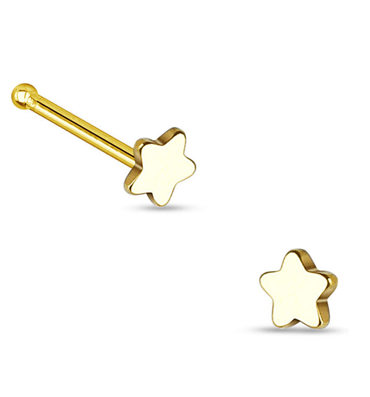 20G Golden Star Top Stainless Steel Nose Bone
