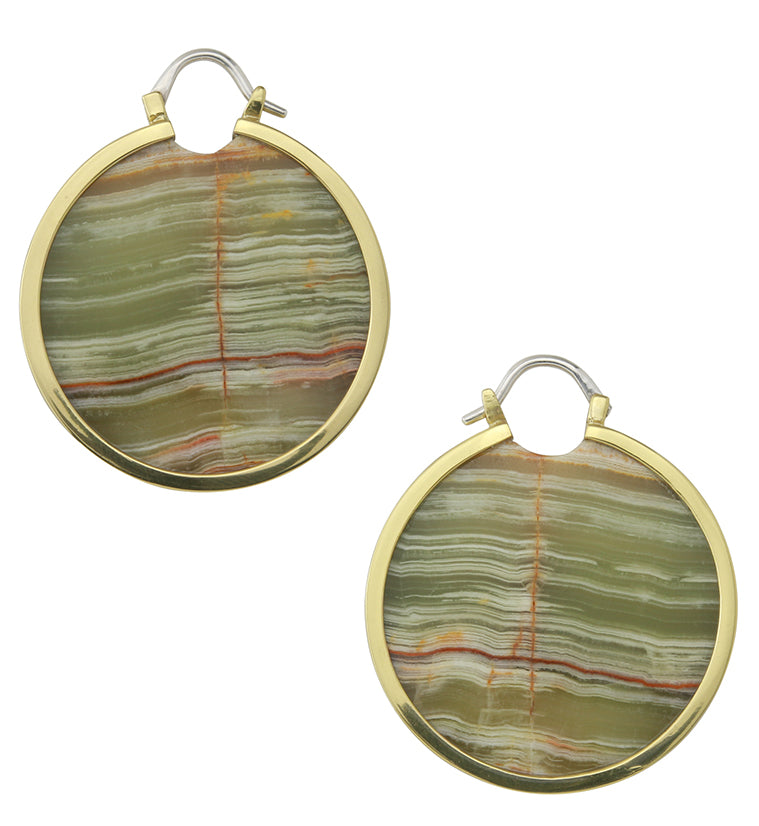Green Onyx Stone Disc Ear Weights