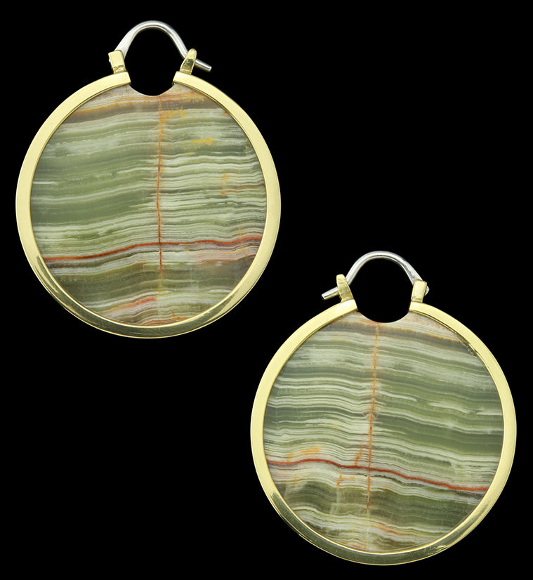 Green Onyx Stone Disc Ear Weights by Urban Body Jewelry