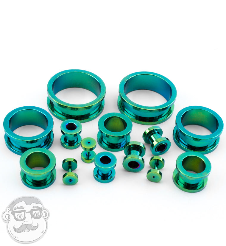 Stainless Steel Green Ear Tunnels