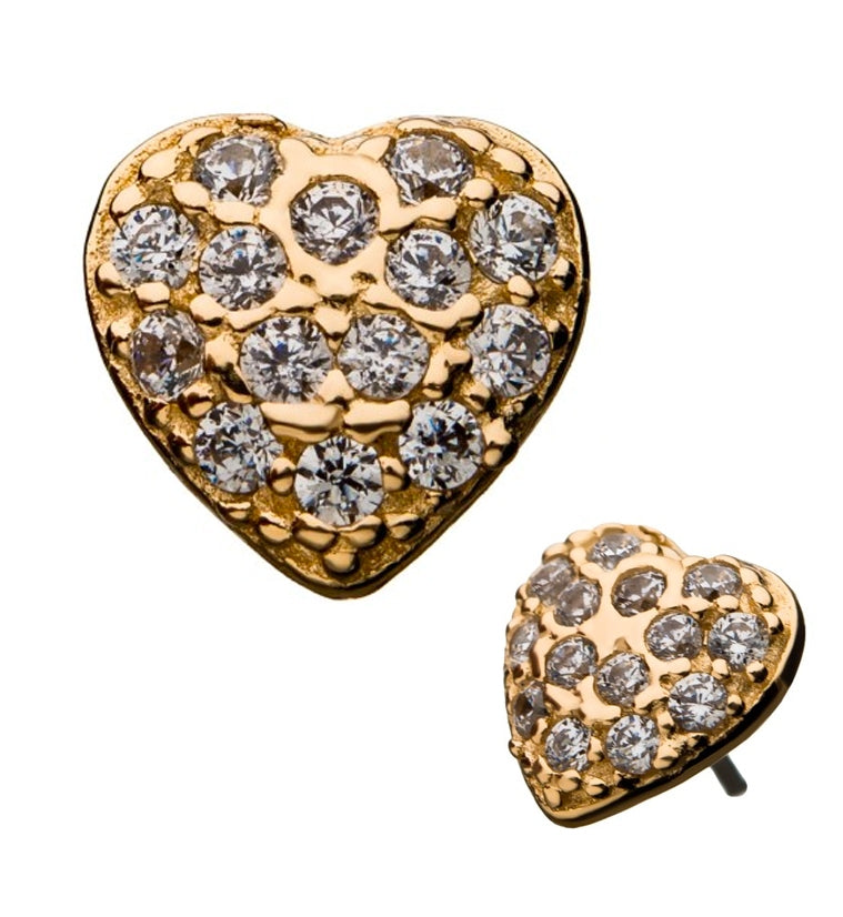 14kt Heart Multi CZ Threadless Top