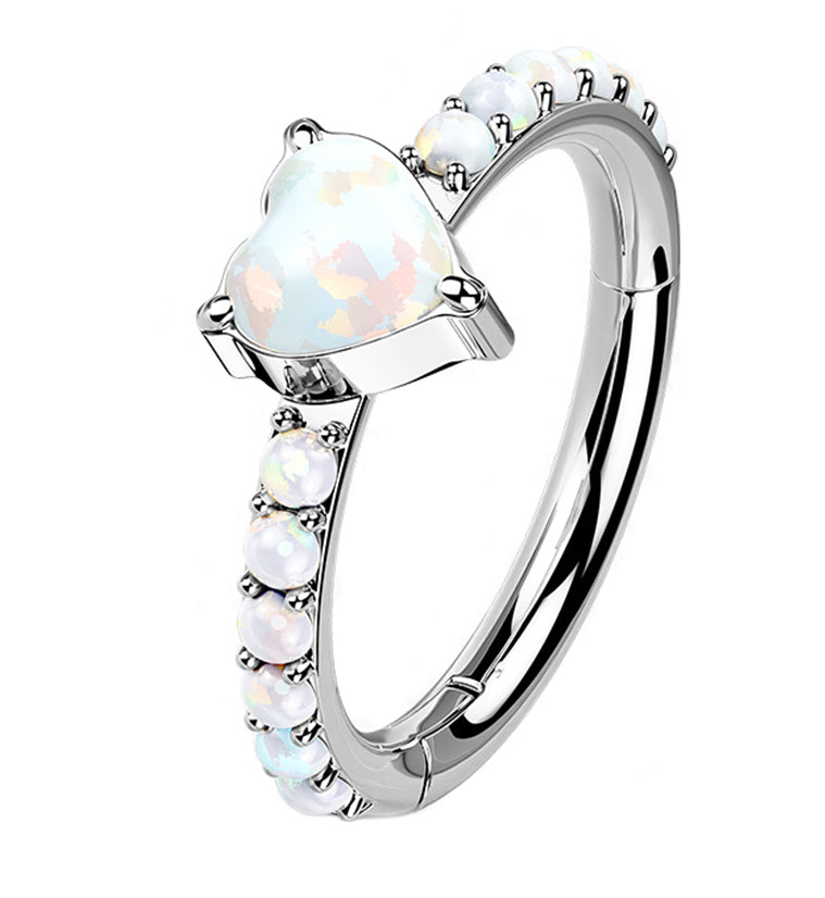 Heart Opal Titanium Hinged Segment Ring