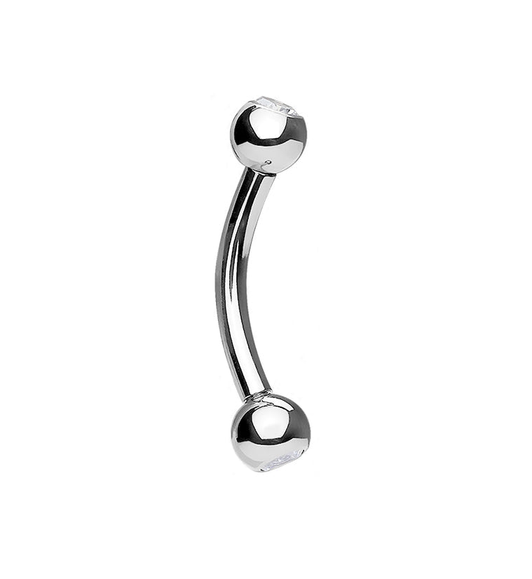 Internally Threaded Titanium Double CZ Curved Barbell