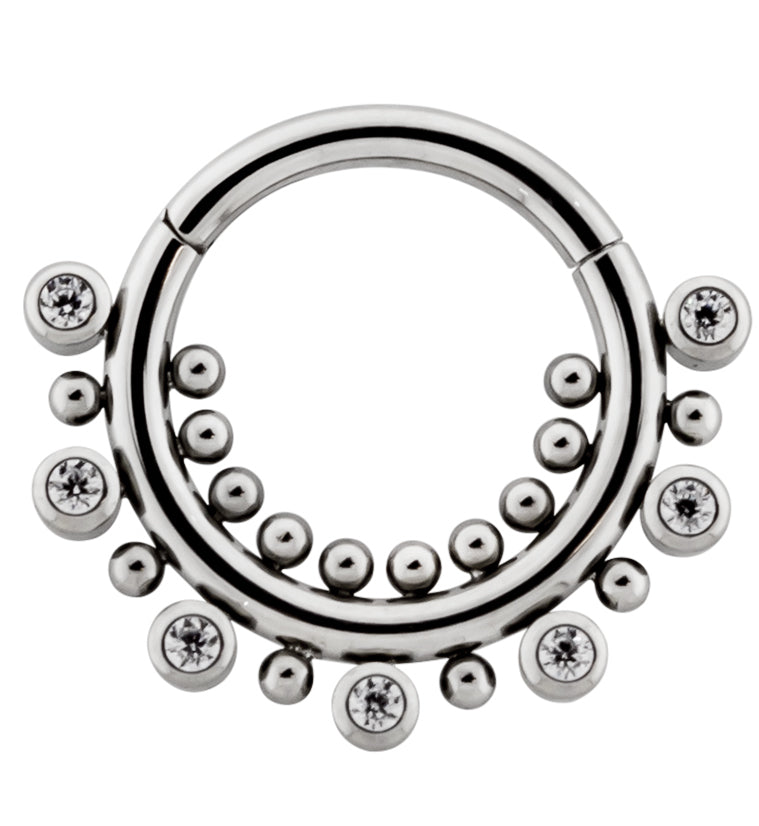 Iterant Beaded CZ Titanium Hinged Segment Ring