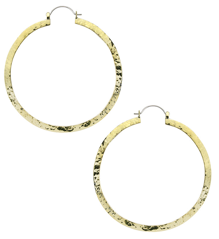 Narrow Hammered Brass Hangers / Earrings