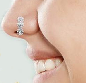 18G Gold Double Line CZ Nose Curve Ring