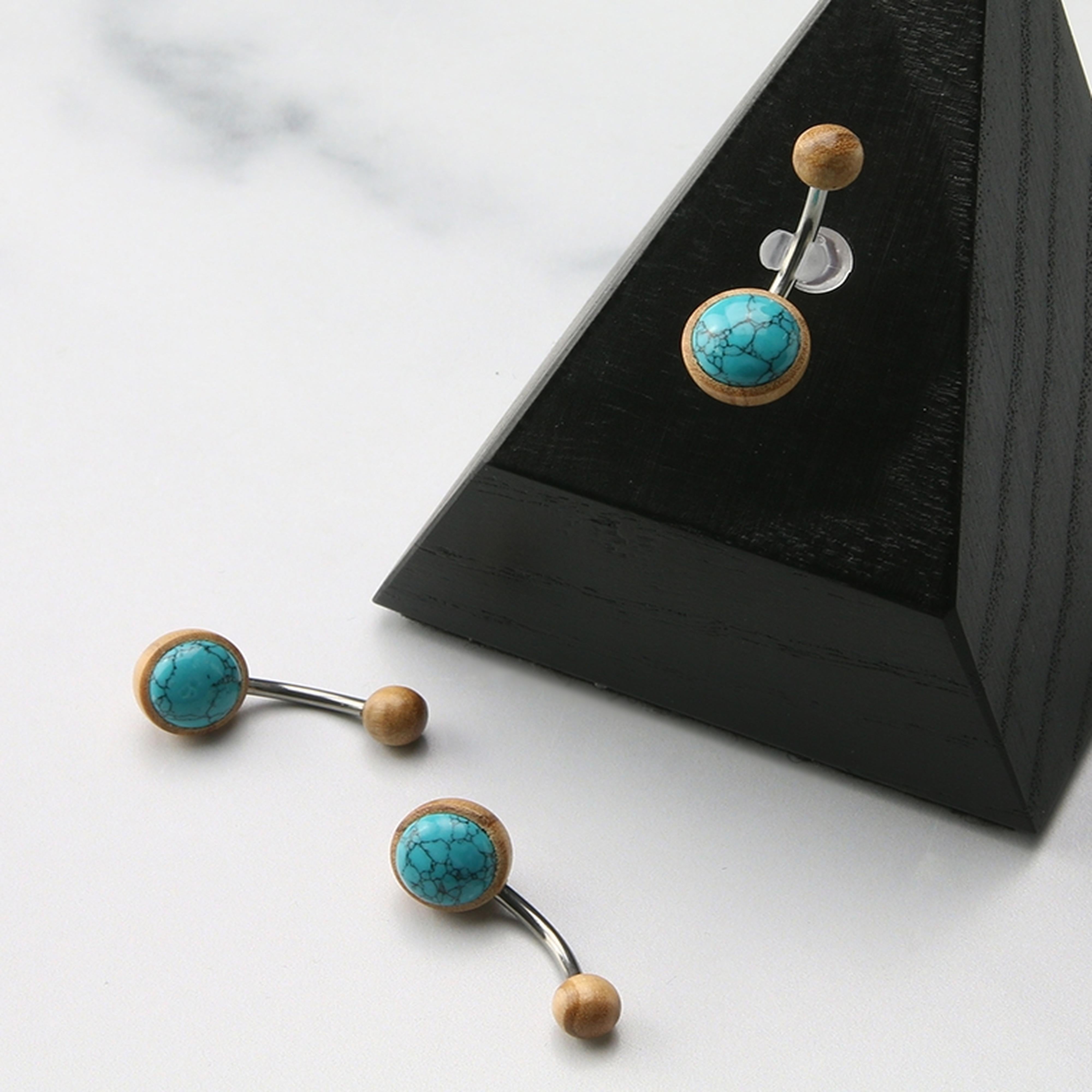 Howlite Turquoise Stone X Olive Wood Belly Button Ring
